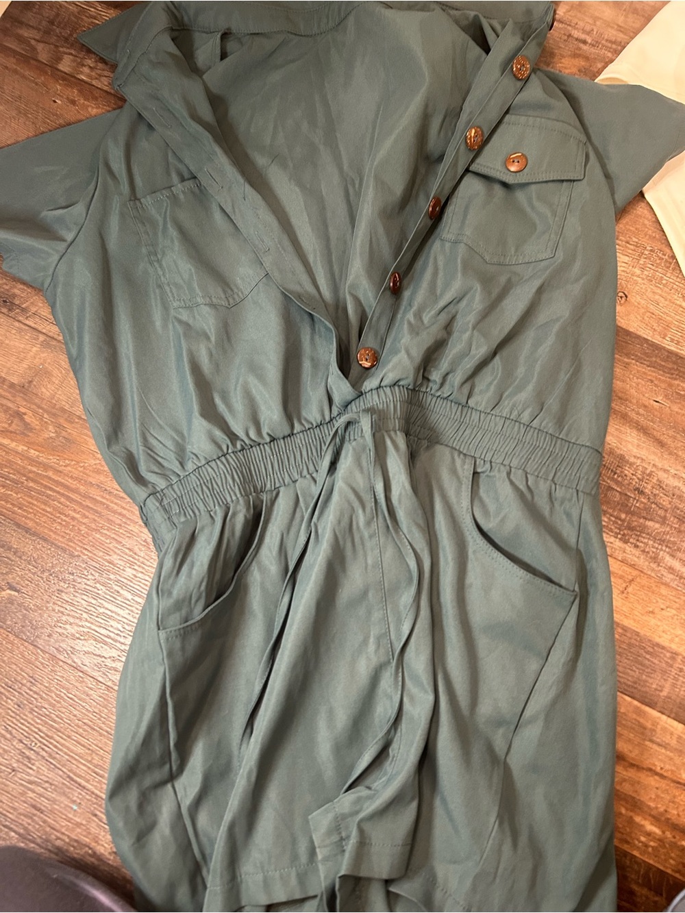 Utility Tie-Waist Jumpsuit in Olive Green